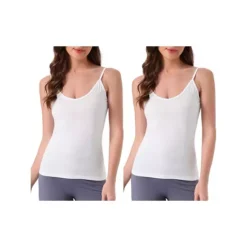 2 Packs Women's Camisole V Neck Sleeveless Cami Undershirt Spaghetti Strap Tank Pajama Tops 26 2 Packs Women's Camisole V Neck Sleeveless Cami Undershirt Spaghetti Strap Tank Pajama Tops -Fashion Clothing Store 7890395 White And White