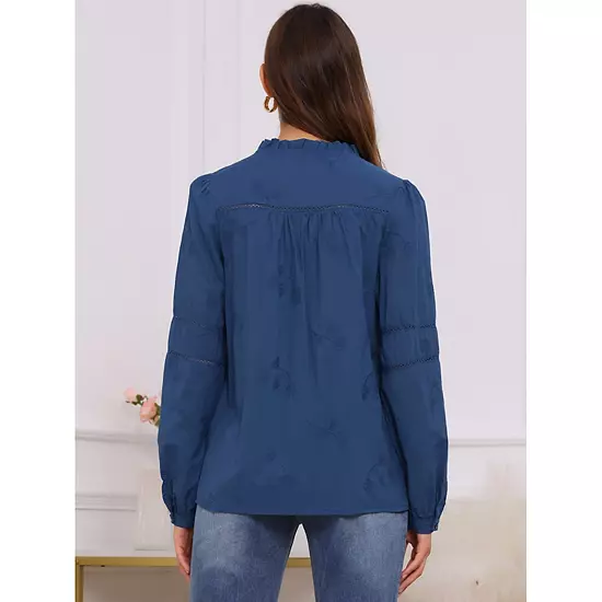 Women's Maternity Button Down Shirts Long Sleeve Jacquard Cotton Prenancy Semi Sheer Blouse Office 2 Women's Maternity Button Down Shirts Long Sleeve Jacquard Cotton Prenancy Semi Sheer Blouse Office - Image 2