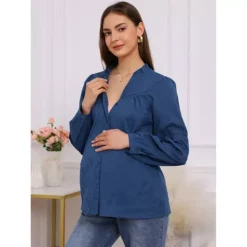 Women's Maternity Button Down Shirts Long Sleeve Jacquard Cotton Prenancy Semi Sheer Blouse Office 10 Women's Maternity Button Down Shirts Long Sleeve Jacquard Cotton Prenancy Semi Sheer Blouse Office -Fashion Clothing Store 7903856 ALT2