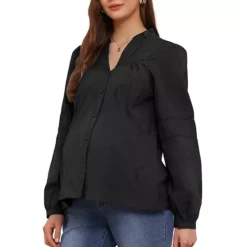 Women's Maternity Button Down Shirts Long Sleeve Jacquard Cotton Prenancy Semi Sheer Blouse Office 13 Women's Maternity Button Down Shirts Long Sleeve Jacquard Cotton Prenancy Semi Sheer Blouse Office -Fashion Clothing Store 7903856 Black