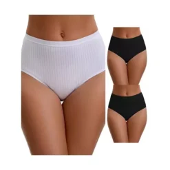 3 Packs Women's Cotton High Waist Briefs Tummy Control Breathable Underwears -Fashion Clothing Store 7909631 Black White