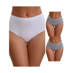3 Packs Women's Cotton High Waist Briefs Tummy Control Breathable Underwears -Fashion Clothing Store 7909631 Gray White