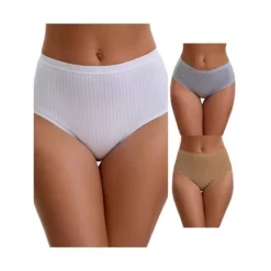 3 Packs Women's Cotton High Waist Briefs Tummy Control Breathable Underwears -Fashion Clothing Store 7909631 Gray White Beige
