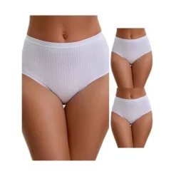 3 Packs Women's Cotton High Waist Briefs Tummy Control Breathable Underwears -Fashion Clothing Store 7909631 White