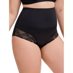 3 Packs Women's Lace Trimmed Briefs Underwear Tummy Control High Waisted Full Coverage Panties -Fashion Clothing Store 7911020 ALT2