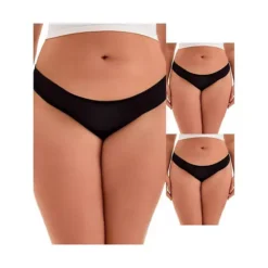 3 Packs Women's Low Waist Frill Trim Satin Full Coverage Briefs -Fashion Clothing Store 7911036 Black