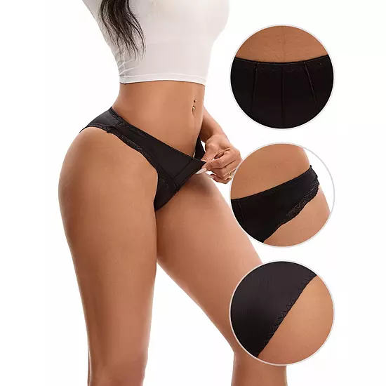 3 Packs Women's Satin Silky Hipster Panties Low Waisted Lace Trimmed Underpants 4 3 Packs Women's Satin Silky Hipster Panties Low Waisted Lace Trimmed Underpants - Image 4