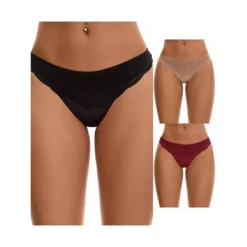 3 Packs Women's Satin Silky Hipster Panties Low Waisted Lace Trimmed Underpants 16 3 Packs Women's Satin Silky Hipster Panties Low Waisted Lace Trimmed Underpants -Fashion Clothing Store 7911261 Black Brown Wine Red