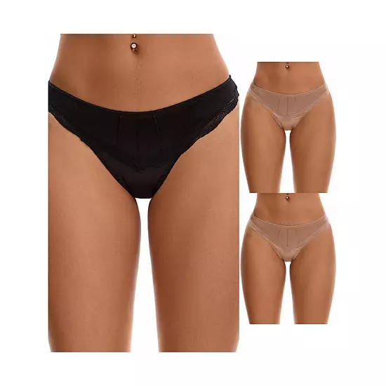 3 Packs Women's Satin Silky Hipster Panties Low Waisted Lace Trimmed Underpants 10 3 Packs Women's Satin Silky Hipster Panties Low Waisted Lace Trimmed Underpants - Image 10