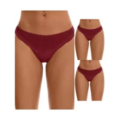 3 Packs Women's Satin Silky Hipster Panties Low Waisted Lace Trimmed Underpants 18 3 Packs Women's Satin Silky Hipster Panties Low Waisted Lace Trimmed Underpants -Fashion Clothing Store 7911261 Wine Red