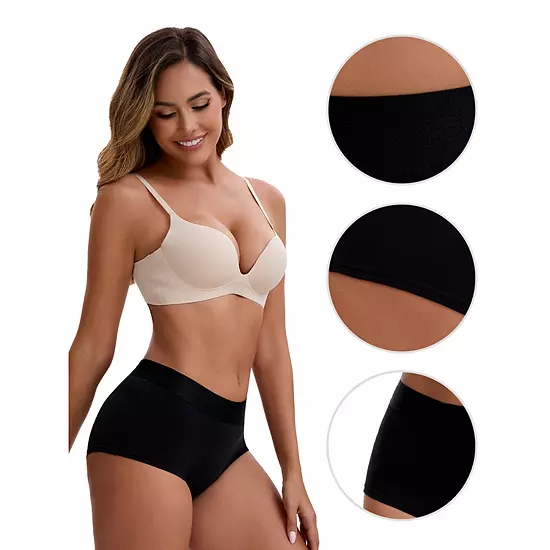 3 Packs Women's High Waist Tummy Control Elastic Waistband Comfortable Boyshorts 4 3 Packs Women's High Waist Tummy Control Elastic Waistband Comfortable Boyshorts - Image 4