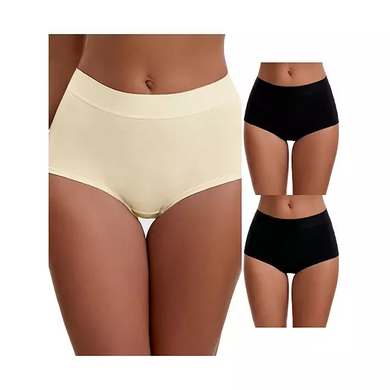 3 Packs Women's High Waist Tummy Control Elastic Waistband Comfortable Boyshorts 1 3 Packs Women's High Waist Tummy Control Elastic Waistband Comfortable Boyshorts