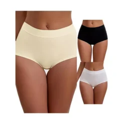 3 Packs Women's High Waist Tummy Control Elastic Waistband Comfortable Boyshorts 25 3 Packs Women's High Waist Tummy Control Elastic Waistband Comfortable Boyshorts -Fashion Clothing Store 7911264 Black Beige White