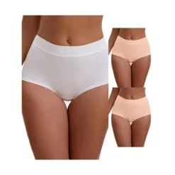 3 Packs Women's High Waist Tummy Control Elastic Waistband Comfortable Boyshorts 18 3 Packs Women's High Waist Tummy Control Elastic Waistband Comfortable Boyshorts -Fashion Clothing Store 7911264 Pink White