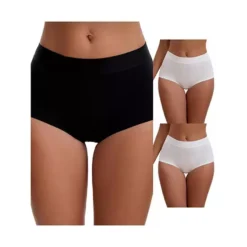 3 Packs Women's High Waist Tummy Control Elastic Waistband Comfortable Boyshorts 19 3 Packs Women's High Waist Tummy Control Elastic Waistband Comfortable Boyshorts -Fashion Clothing Store 7911264 White Black