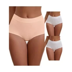 3 Packs Women's High Waist Tummy Control Elastic Waistband Comfortable Boyshorts 24 3 Packs Women's High Waist Tummy Control Elastic Waistband Comfortable Boyshorts -Fashion Clothing Store 7911264 White Pink