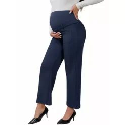 Women's Work Maternity Pants Business Stretchy Over The Belly Formal Pregnancy Trousers With Pockets -Fashion Clothing Store 7912417 Blue