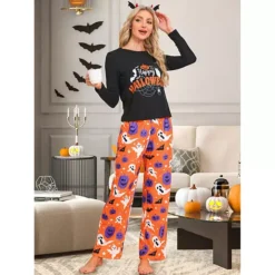 Women's Halloween Matching Cute Pumpkin Print Long Sleeve Top With Pants Family Pajama Sets 7 Women's Halloween Matching Cute Pumpkin Print Long Sleeve Top With Pants Family Pajama Sets -Fashion Clothing Store 7931248 ALT2