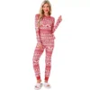 Women's Christmas Family Matching Pajama Set Elk Long Sleeve Xmas Tree Snow Sleepwear Lounge Set
