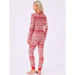 Women's Christmas Family Matching Pajama Set Elk Long Sleeve Xmas Tree Snow Sleepwear Lounge Set -Fashion Clothing Store 7931261 ALT