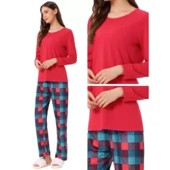 Women's Sleepwear Long Sleeve Tops And Plaid Pants Family Pajamas Set -Fashion Clothing Store 7943573 ALT3