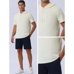 INSPIRE CHIC Men's Casual Short Sleeve Solid Color Drawstring Hooded T Shirts -Fashion Clothing Store GUEST 044e8792 08ae 4939 8f7c 1f35a0dd60aa