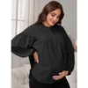 INSPIRE CHIC Women's Maternity Shirts Blouses Pleated Button Down Long Sleeve Pregnancy Nursing Top