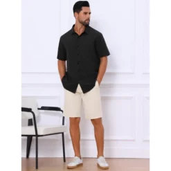 INSPIRE CHIC Men's Point Collar Short Sleeve Button Down Summer Linen Shirt -Fashion Clothing Store GUEST 057c9a67 12eb 4b37 a1b4 69afde900fbe