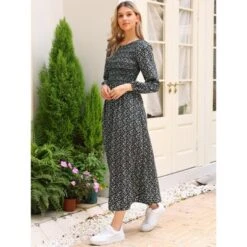 INSPIRE CHIC Women's Floral Smocked Long Puff Sleeve A-Line Summer Boho Maxi Dresses -Fashion Clothing Store GUEST 069f7c51 1ba3 4b64 a9c8 6899a9484035