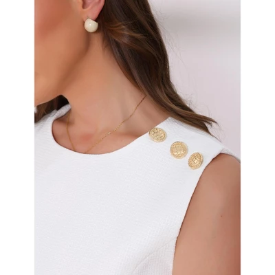 INSPIRE CHIC Women's Tweed Business Sleeveless Crew Neck Side Pleated Mini A-line Dress 4 INSPIRE CHIC Women's Tweed Business Sleeveless Crew Neck Side Pleated Mini A-line Dress - Image 4