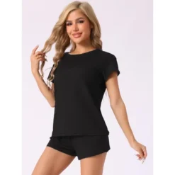 INSPIRE CHIC Women's Pajamas Short Sleeves Tops And Elastic Waist Shorts Tracksuit Casual Lounge Sets