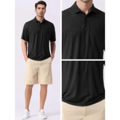 INSPIRE CHIC Men's Summer Casual Short Sleeve Solid Color Texture Knit Polo Shirts -Fashion Clothing Store GUEST 0f00f238 80d6 4908 b02e 45aca92c07c3
