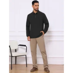 INSPIRE CHIC Men's Classic Solid Color Long Sleeves Basic Golf Polo T-Shirts -Fashion Clothing Store GUEST 0f5e9730 8efc 460c b060 640f53d1f136