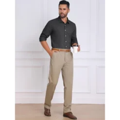 INSPIRE CHIC Men's Stripes Long Sleeved Button Down Business Dress Shirts