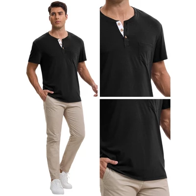 INSPIRE CHIC Men's Casual Summer Short Sleeves Button Basic Henley T-Shirts 4 INSPIRE CHIC Men's Casual Summer Short Sleeves Button Basic Henley T-Shirts - Image 4