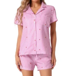 INSPIRE CHIC Women's Short Sleeve Button Up Top And Shorts Loungewear Pajamas Set 2 Pcs -Fashion Clothing Store GUEST 14097e44 fd28 4948 832b ecf605c267f8