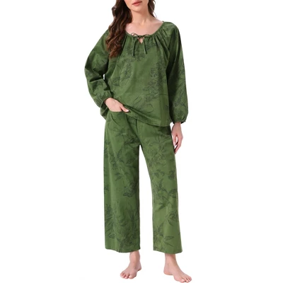 INSPIRE CHIC Women's Pajamas Set Long Sleeve Floral Pullover Tie Front Wide Leg 2 Piece Loungewear 5 INSPIRE CHIC Women's Pajamas Set Long Sleeve Floral Pullover Tie Front Wide Leg 2 Piece Loungewear - Image 5