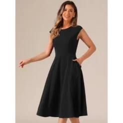 INSPIRE CHIC Women's Sleeveless Elegant Cinched Waist Work Office A Line Dress 6 INSPIRE CHIC Women's Sleeveless Elegant Cinched Waist Work Office A Line Dress -Fashion Clothing Store GUEST 1f7cd3cb efd2 461a 85ee 7c484337559e