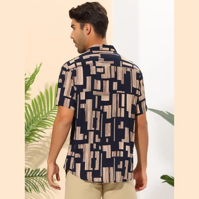 INSPIRE CHIC Men's Geometric Printed Summer Short Sleeves Beach Hawaiian Shirts 2 INSPIRE CHIC Men's Geometric Printed Summer Short Sleeves Beach Hawaiian Shirts - Image 2