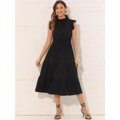 INSPIRE CHIC Women's Mock Neck Ruffled Cap Sleeve Dress -Fashion Clothing Store GUEST 23db3793 b434 40db a6fe 45c1c6997c5a