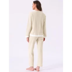 INSPIRE CHIC Women's Cotton Pajamas Waffle Long Sleeves Top And Pants With Pockets Lounge Sets -Fashion Clothing Store GUEST 23eaabdf cc0e 4e0f b1fc 4cc9642ec92a