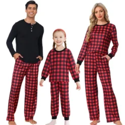 INSPIRE CHIC Christmas Family Pajama Set Plaid Matching Long Sleeve And Pants Lounge Set -Fashion Clothing Store GUEST 2506f106 8082 4204 827a 159b245defac
