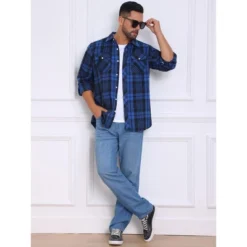 INSPIRE CHIC Men's Contrasting Colors Checked Slim Fit Long Sleeved Button Down Shirts -Fashion Clothing Store GUEST 25312999 6c5c 44ff b131 cabff050e9c6