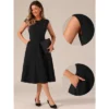 INSPIRE CHIC Women's Sleeveless Elegant Cinched Waist Work Office A Line Dress