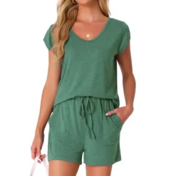 INSPIRE CHIC Women's 2 Piece Lounge Set Knit Short Sleeve Tee And Shorts Pajama Set With Pockets -Fashion Clothing Store GUEST 2a491355 dad3 4926 9d1b 8f67c766a54f