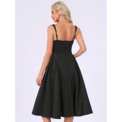 INSPIRE CHIC Women's Sleeveless Square Neck Midi Swing A-Line Party Wedding Guest Dresses -Fashion Clothing Store GUEST 2b300bed 3e07 43a9 988b 05bfa60c5670