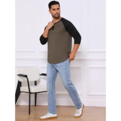 INSPIRE CHIC Men's Raglan Long Sleeve Tee Shirt Casual Henley T-Shirts