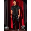 INSPIRE CHIC Men's Crew Neck Short Sleeve Disco Velvet T-Shirts