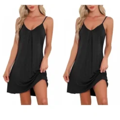 INSPIRE CHIC Women's 2 Pcs Sleeveless Camisole V Neck Pajama Dress Sleepwear Nightgowns -Fashion Clothing Store GUEST 34a8b6d1 057f 4479 884a 96de9101897f