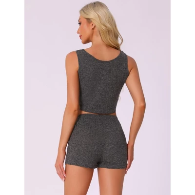 INSPIRE CHIC Women's Ribbed Knit Casual Crop Tank Top With Shorts Sleeveless Pajama Sets 3 INSPIRE CHIC Women's Ribbed Knit Casual Crop Tank Top With Shorts Sleeveless Pajama Sets - Image 3